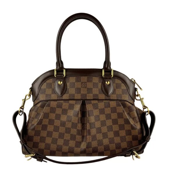 Auth LOUIS VUITTON Damier Ebene Trevi PM Handbag Shoulder Bag Brown - Picture 1 of 13